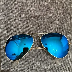 Ray-Ban Sunglasses - Gold frame, blue lens
